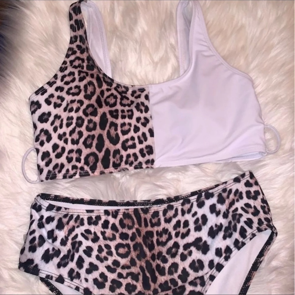 Leopard print two piece bikini shein